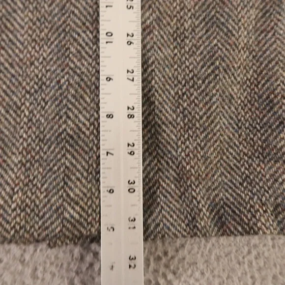 VINTAGE Tweed Jacket M MT Blue Brown Herringbone Marled 100% Wool Blazer 42L